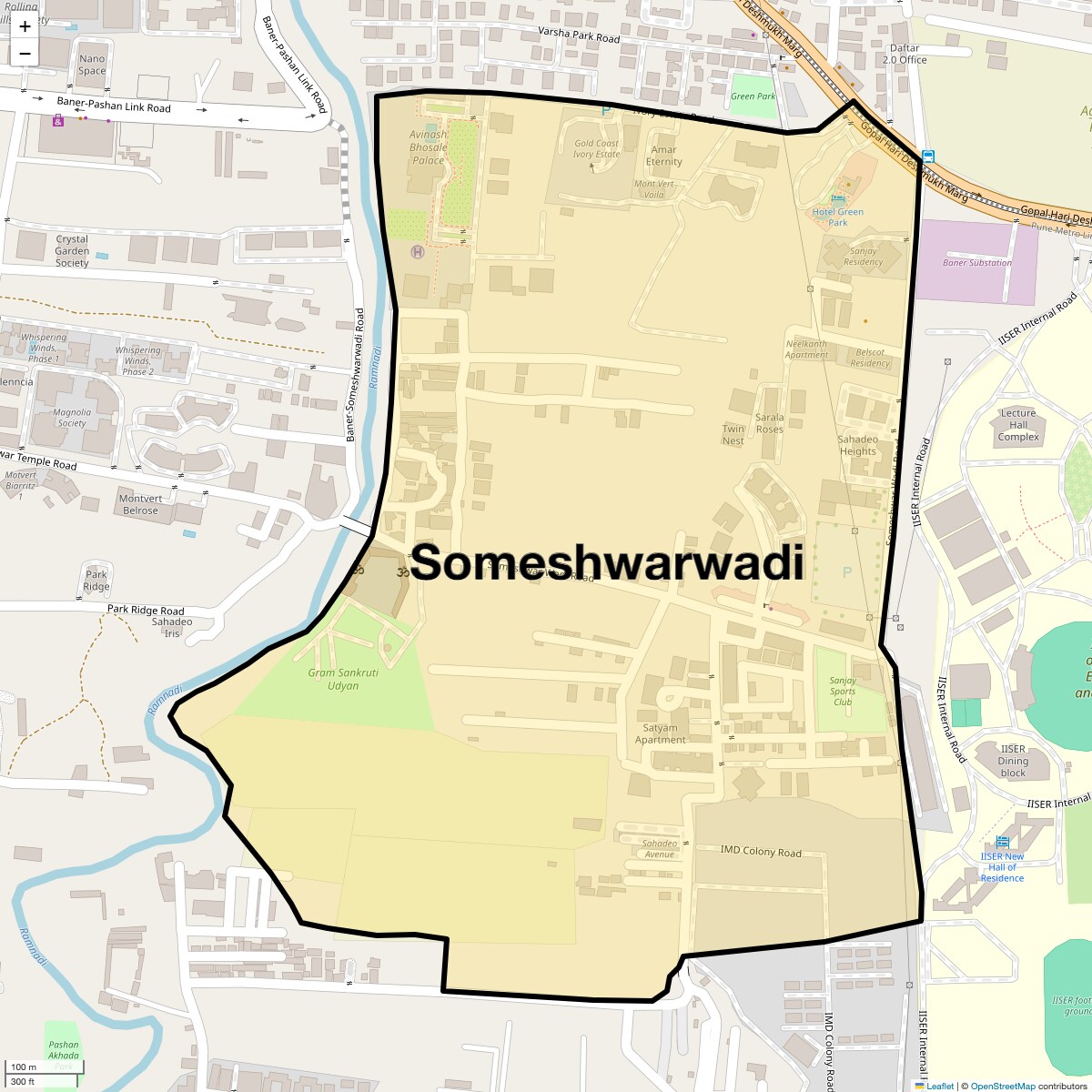 Location Map of Someshwarwadi, Pune
