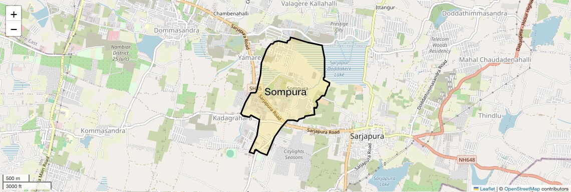 Location Map of Sompura, Bangalore