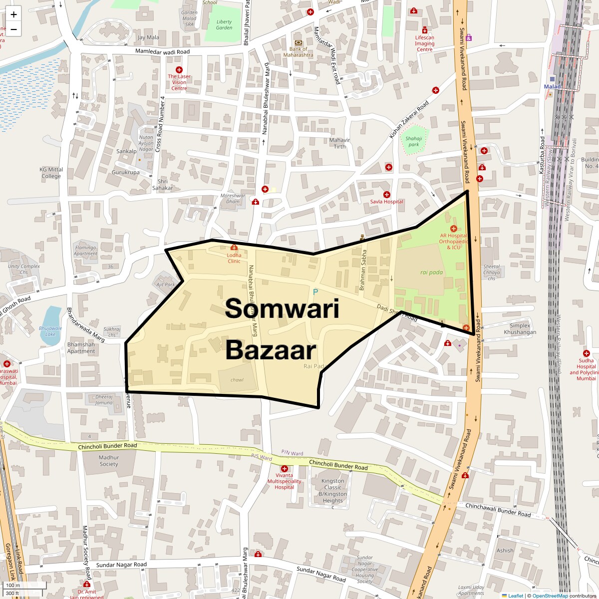 Location Map of Somwari Bazaar, Mumbai