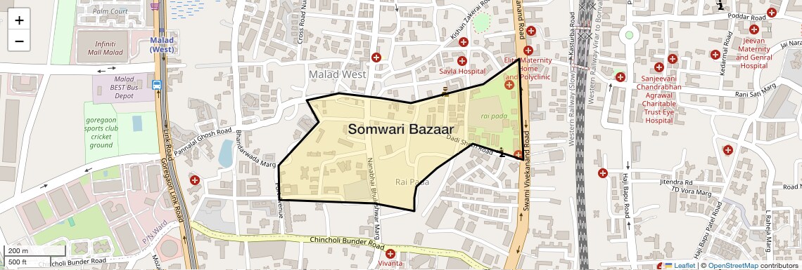 Location Map of Somwari Bazaar, Mumbai