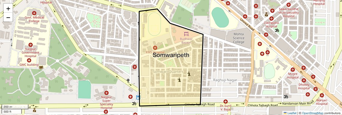 Location Map of Somwaripeth, Nagpur