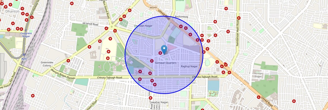 Location Map of Somwaripeth, Nagpur