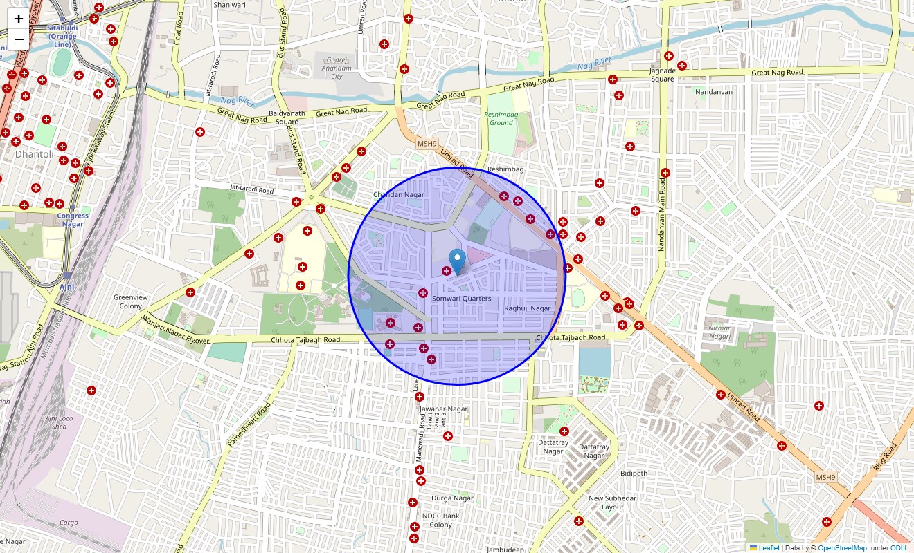 Location Map of Somwaripeth, Nagpur