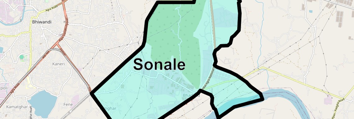 Location Map of Sonale, Thane