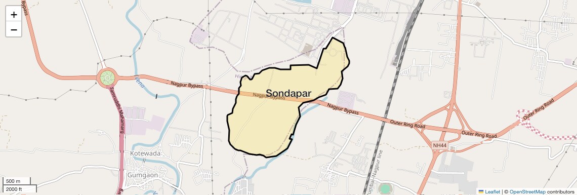 Location Map of Sondapar, Nagpur