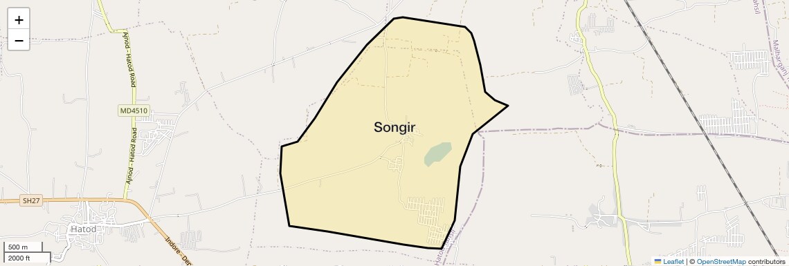 Location Map of Songir, Indore