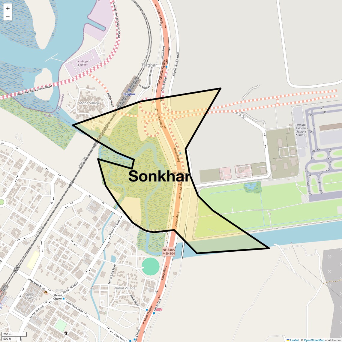 Location Map of Sonkhar, Navi Mumbai