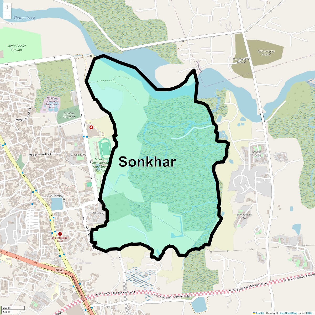 Location Map of Sonkhar, Thane