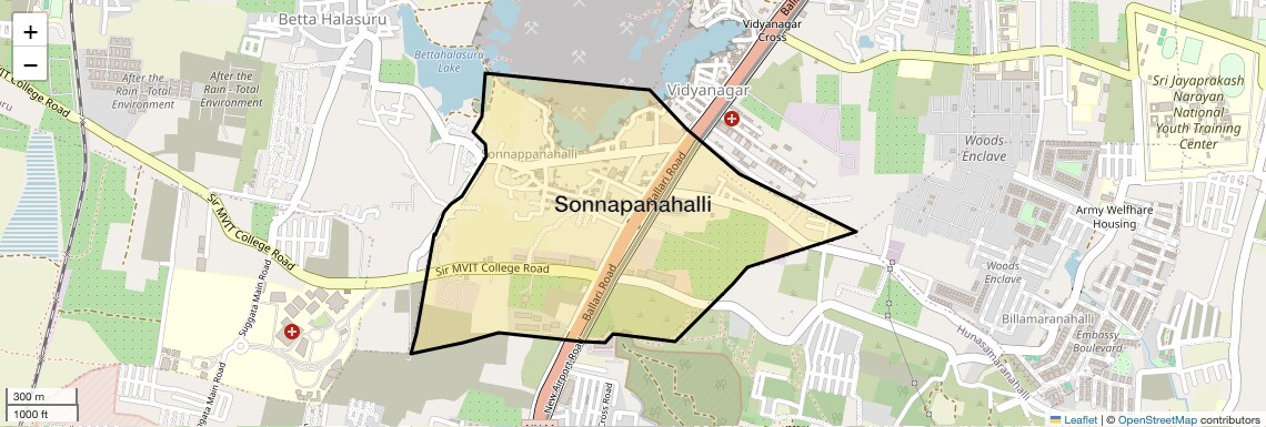Location Map of Sonnapanahalli, Bangalore