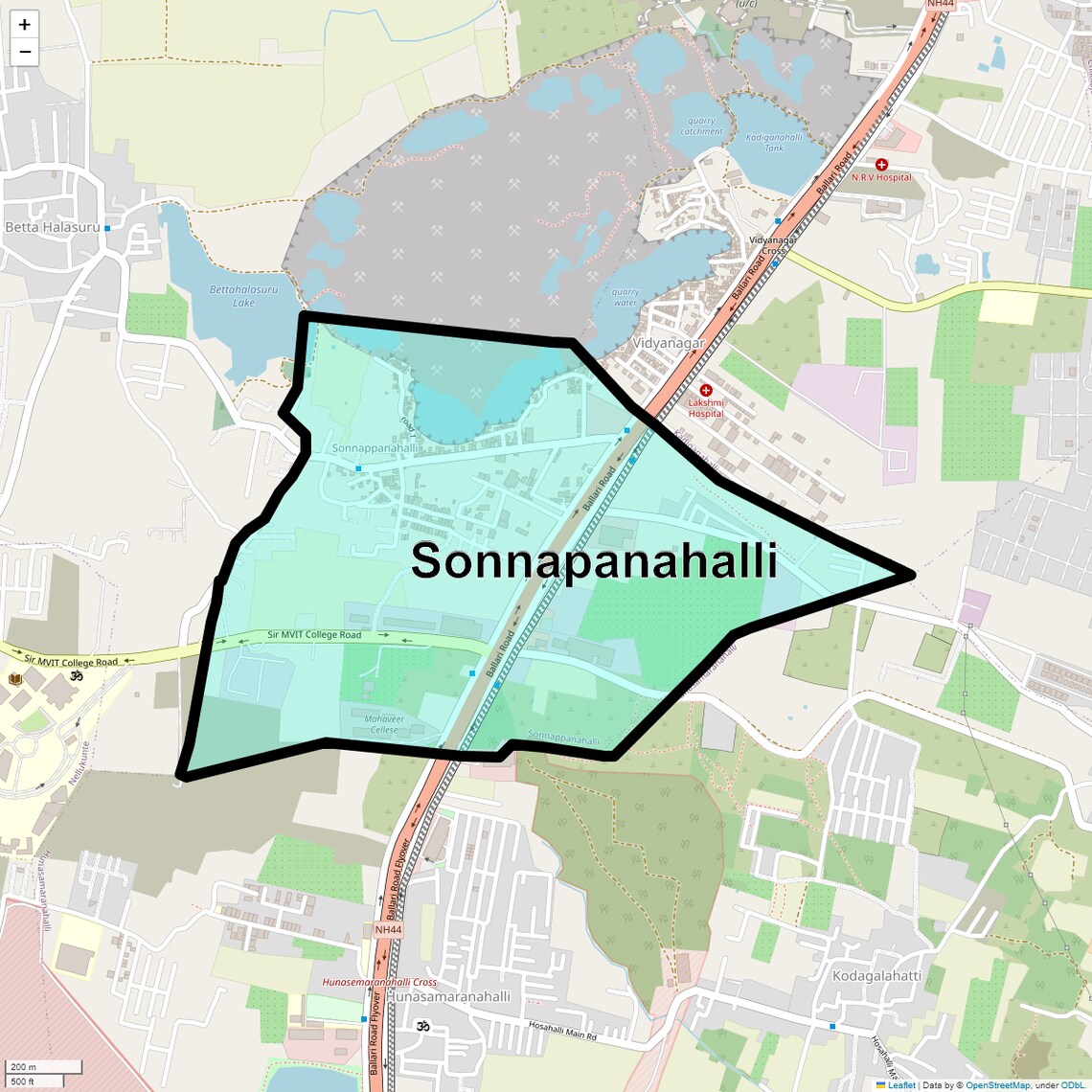 Location Map of Sonnapanahalli, Bangalore