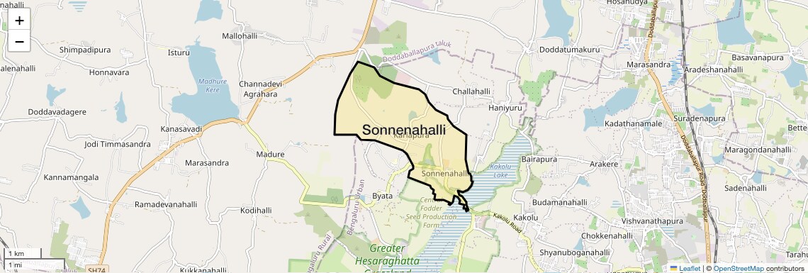 Location Map of Sonnenahalli, Bangalore
