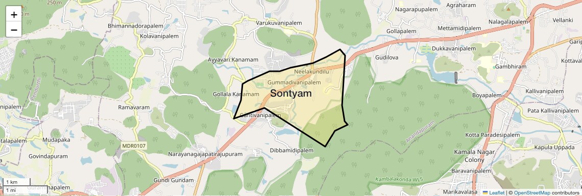 Location Map of Sontyam, Vizag