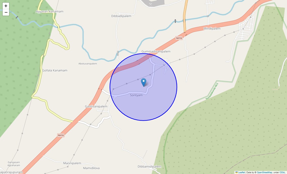 Location Map of Sontyam, Vizag
