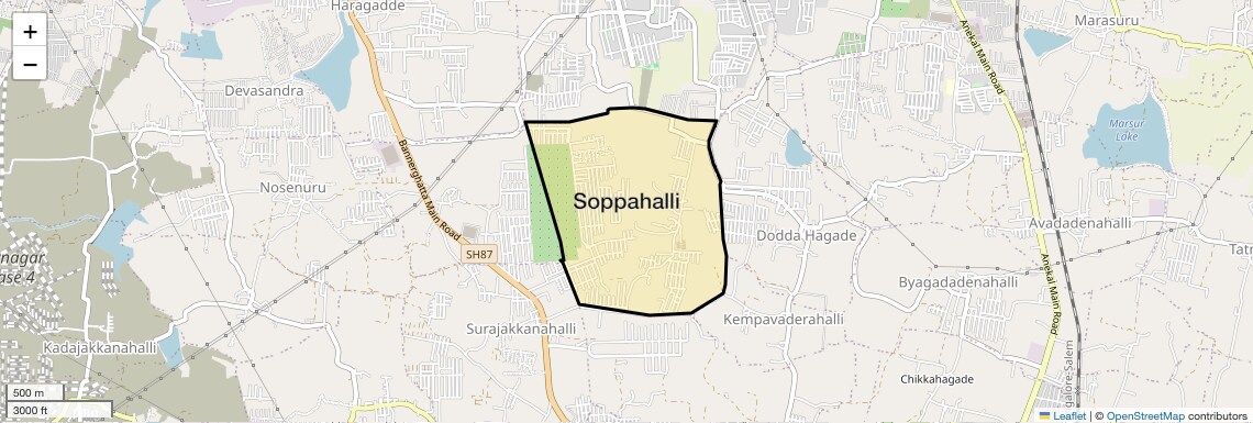 Location Map of Soppahalli, Bangalore