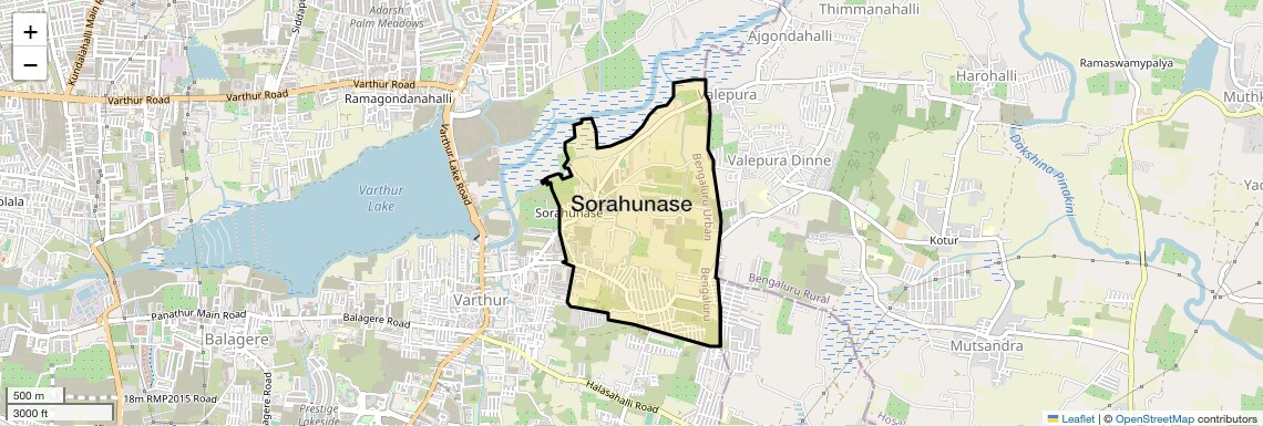 Location Map of Sorahunase, Bangalore