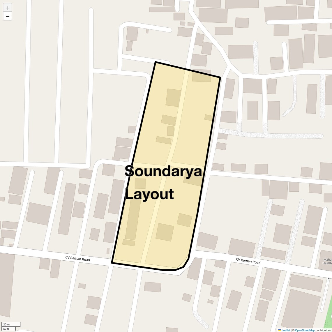 Location Map of Soundarya Layout, Bangalore