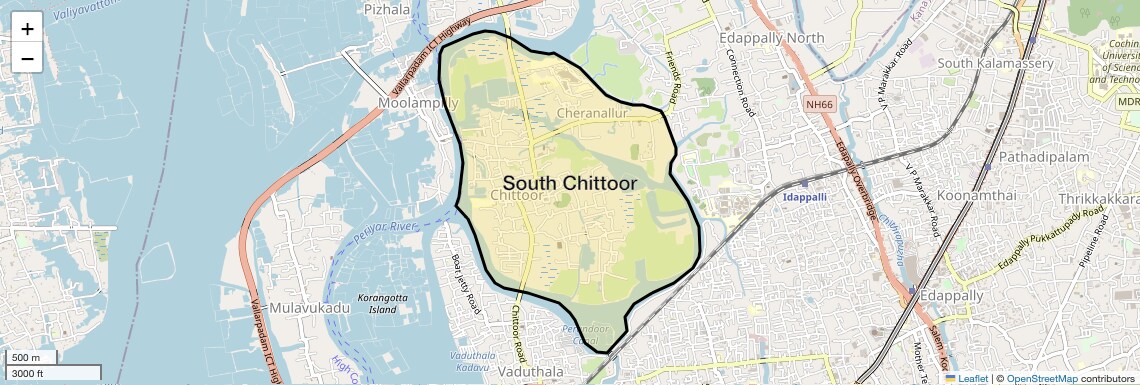Location Map of South Chittoor, Kochi