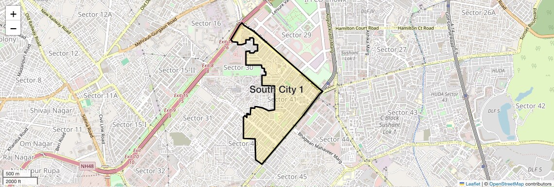 Location Map of South City 1, Gurgaon