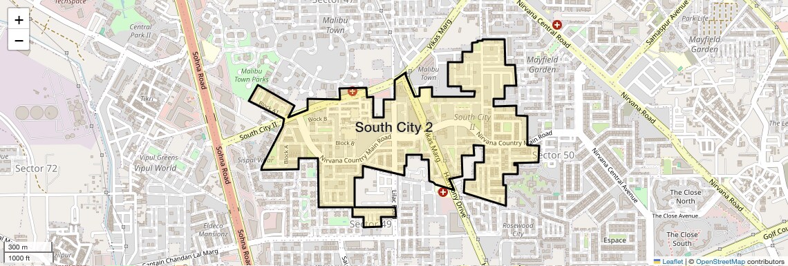 Location Map of South City 2, Gurgaon