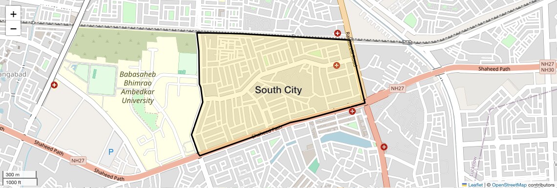 Location Map of South City, Lucknow