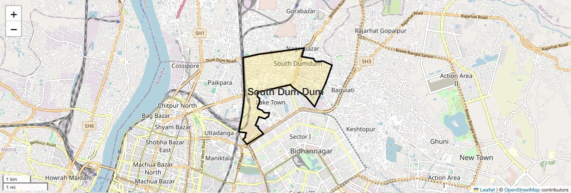 Location Map of South Dum Dum, Kolkata