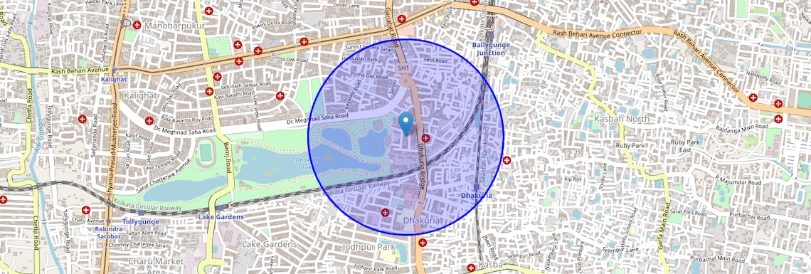 Location Map of South End Park, Kolkata