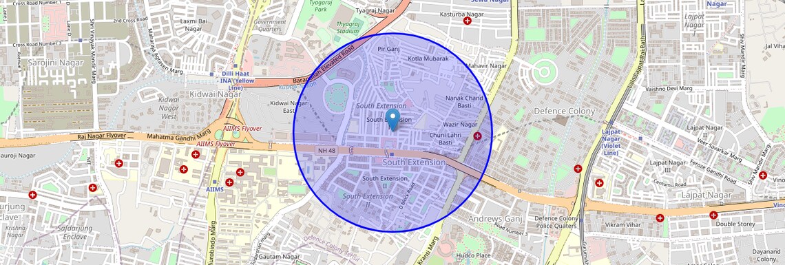 Location Map of South Extension, Delhi