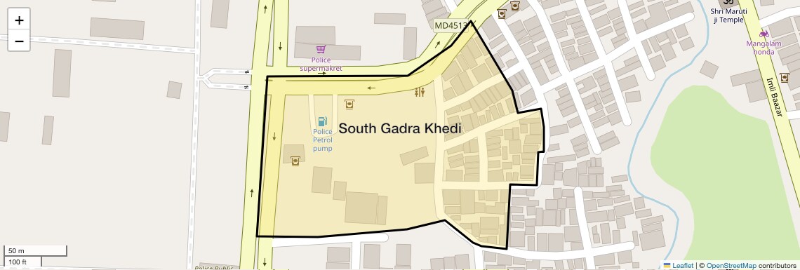 Location Map of South Gadra Khedi, Indore