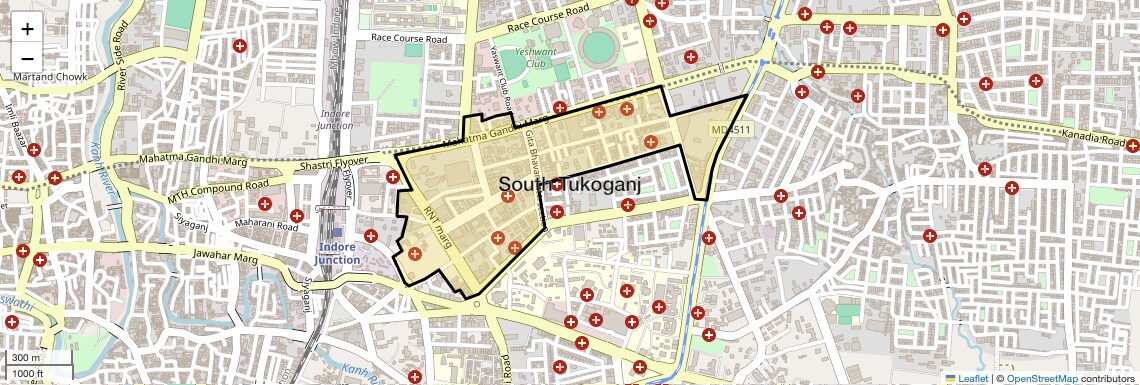 Location Map of South Tukoganj, Indore