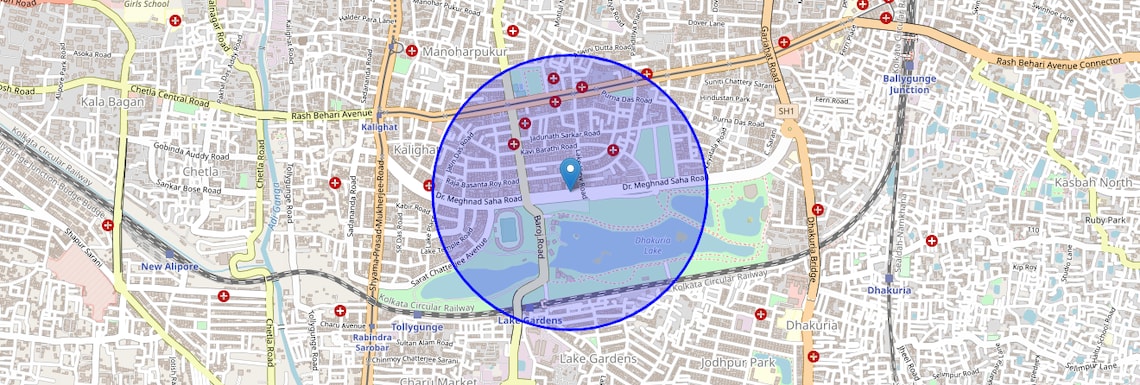 Location Map of Southern Avenue, Kolkata