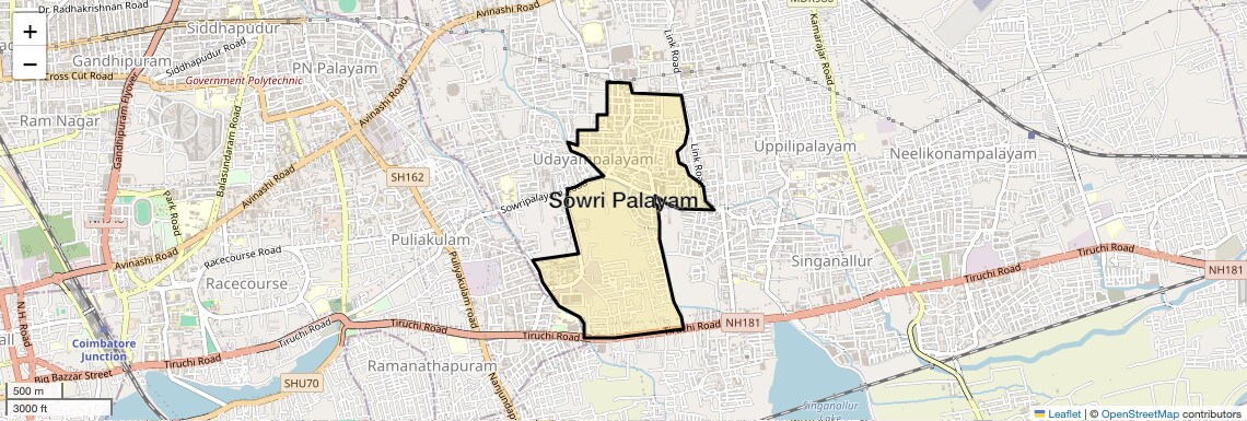 Location Map of Sowri Palayam, Coimbatore