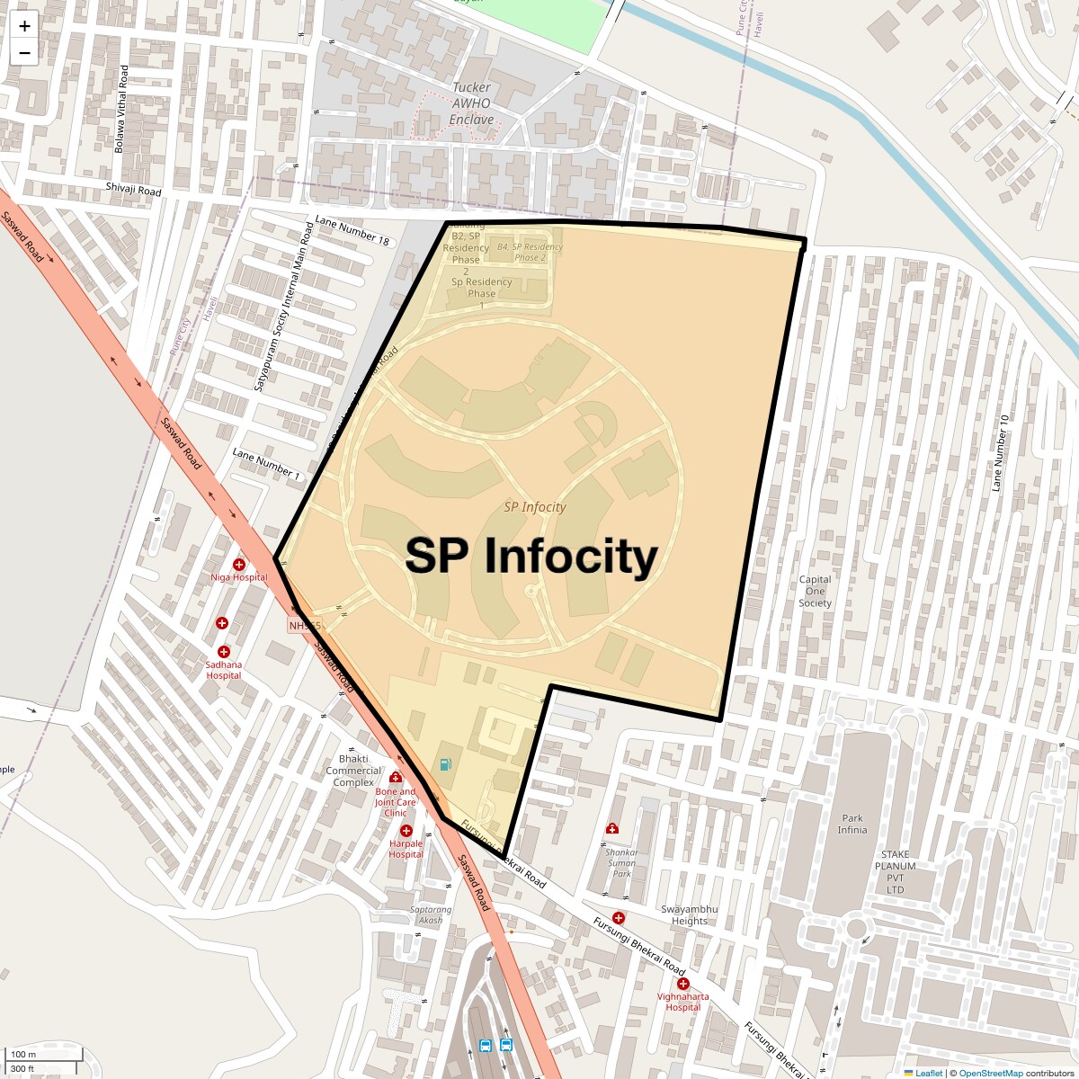 Location Map of Sp Infocity, Pune