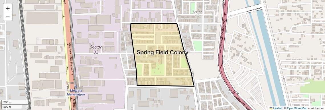 Location Map of Spring Field Colony, Faridabad