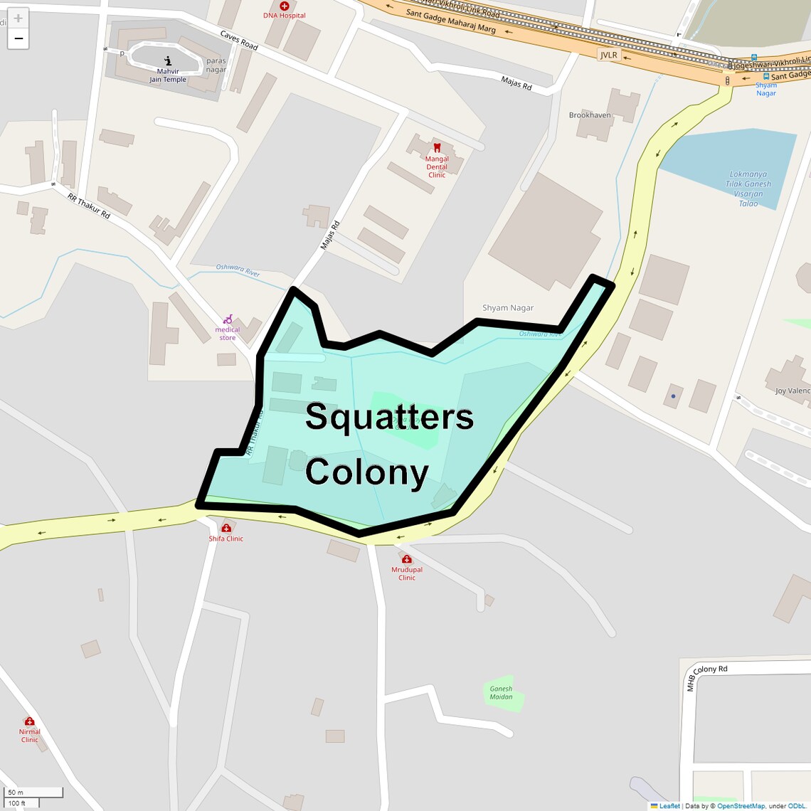 Location Map of Squatters Colony, Mumbai