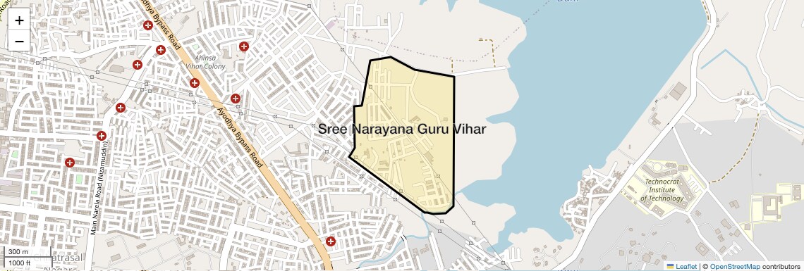 Location Map of Sree Narayana Guru Vihar, Bhopal