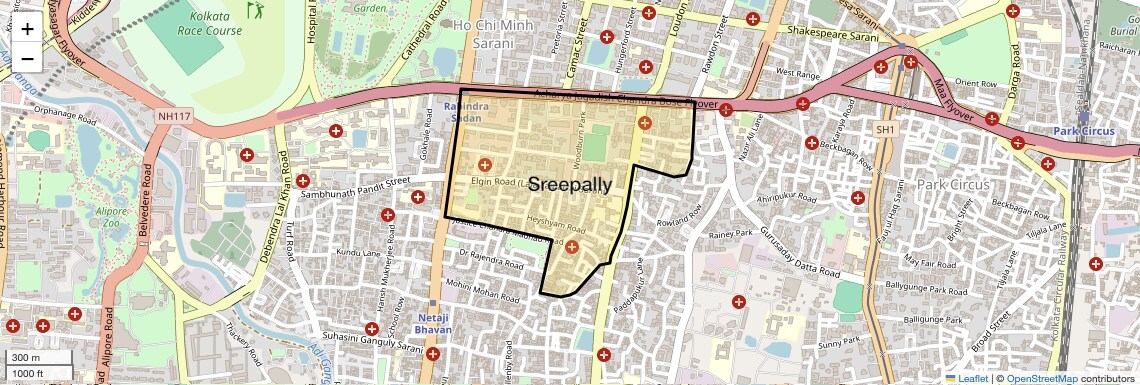 Location Map of Sreepally, Kolkata