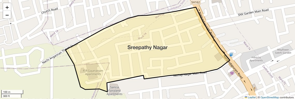 Location Map of Sreepathy Nagar, Coimbatore