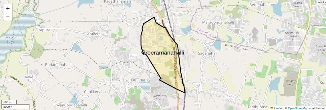 Location Map of Sreeramanahalli, Bangalore