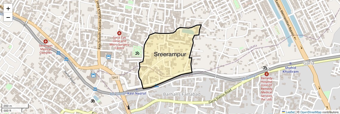 Location Map of Sreerampur, Kolkata