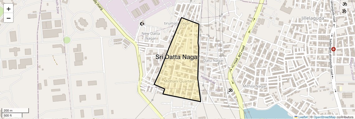 Location Map of Sri Datta Nagar, Hyderabad
