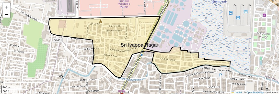 Location Map of Sri Iyappa Nagar, Chennai