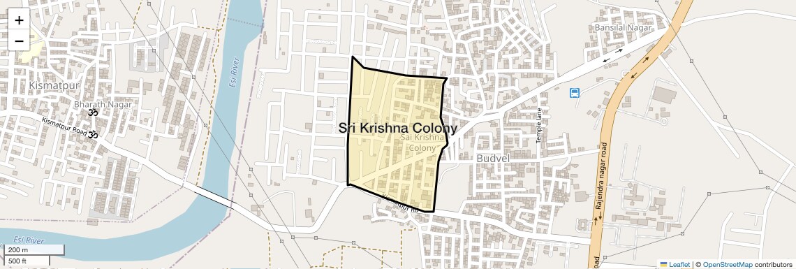 Location Map of Sri Krishna Colony, Hyderabad