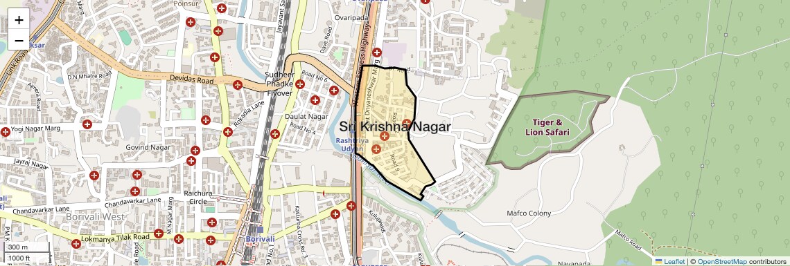 Location Map of Sri Krishna Nagar, Mumbai
