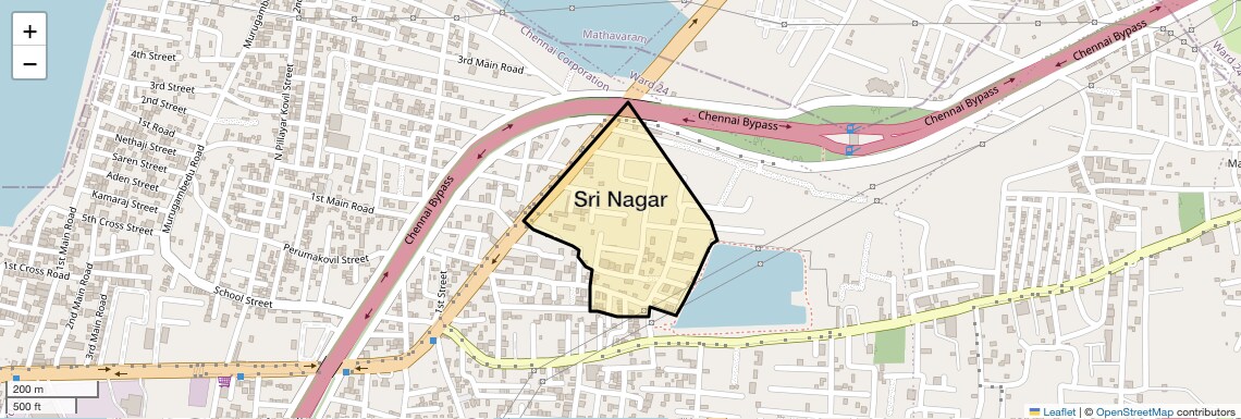 Location Map of Sri Nagar, Chennai