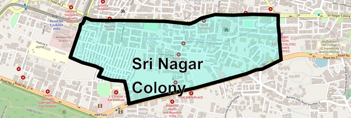Location Map of Sri Nagar Colony, Hyderabad