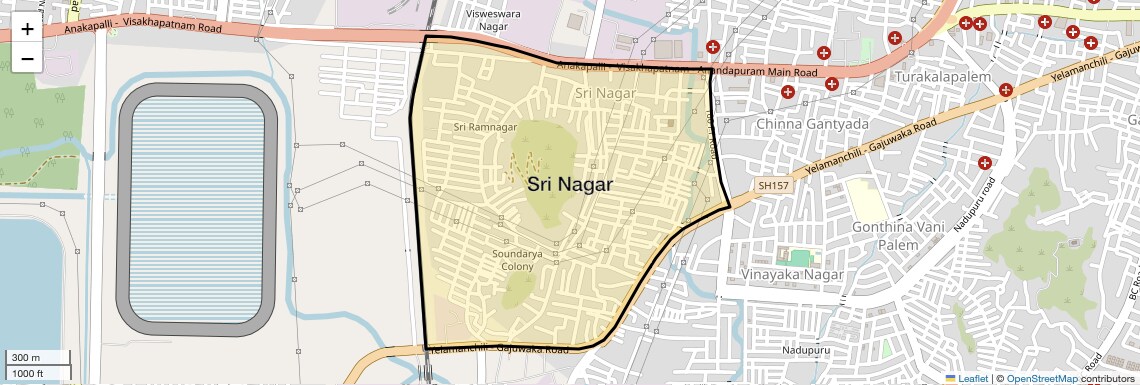 Location Map of Sri Nagar, Vizag