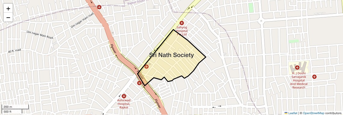 Location Map of Sri Nath Society, Rajkot