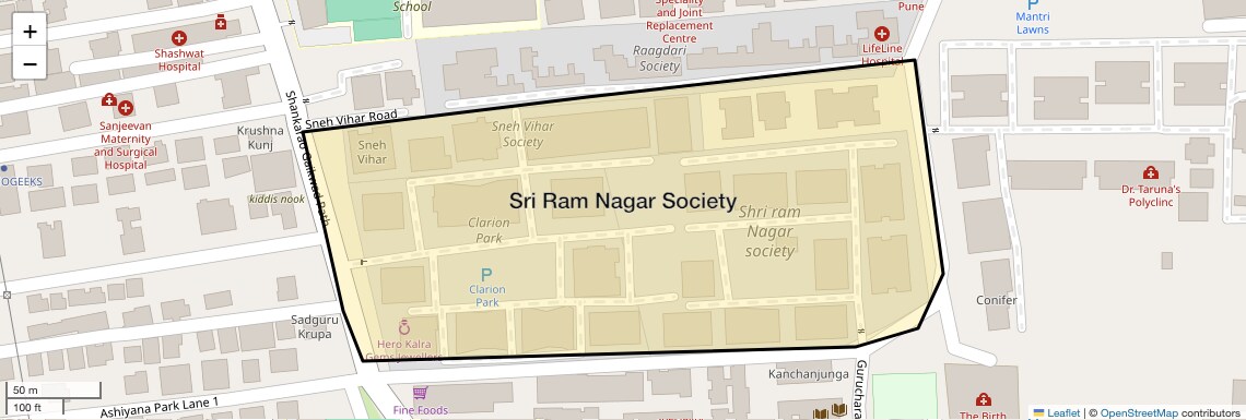 Location Map of Sri Ram Nagar Society, Pune