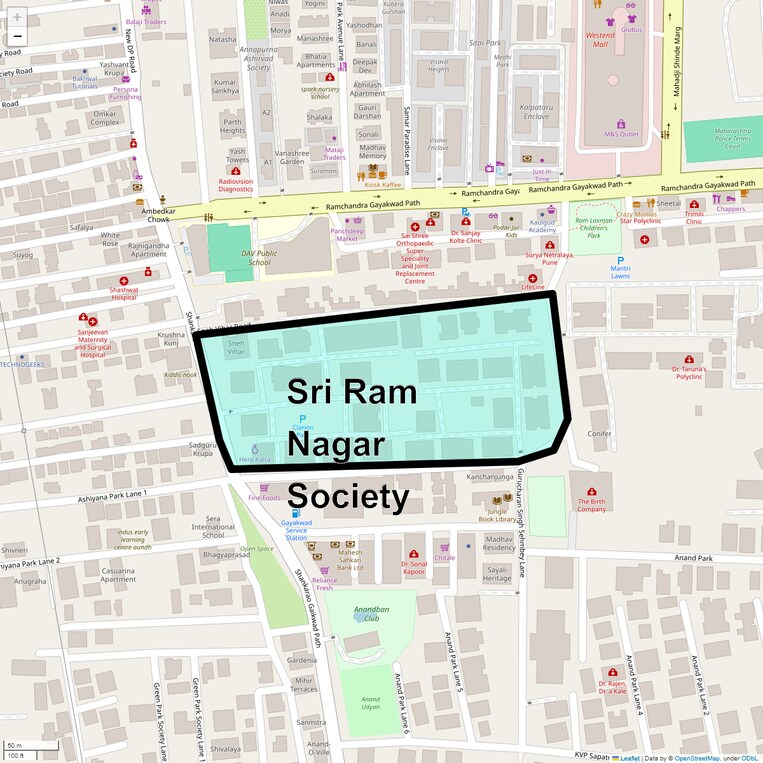 Location Map of Sri Ram Nagar Society