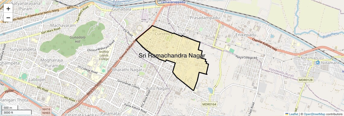 Location Map of Sri Ramachandra Nagar, Vijayawada